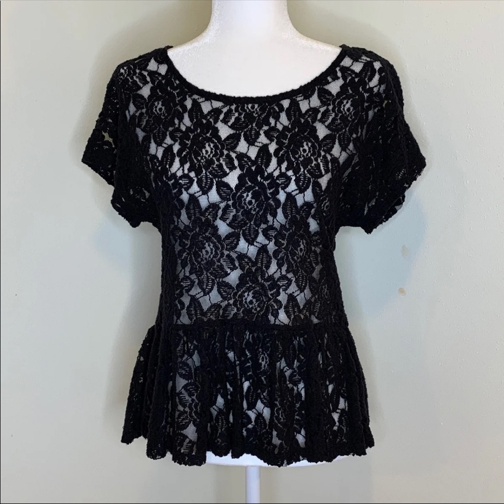 Ruffled Hem Lace Top
